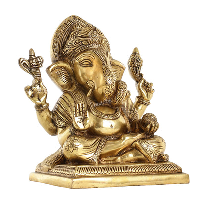 Brass Superfine Dagdusheth Ganapati Idol | Height 8.5 inch - Budhshiv.com