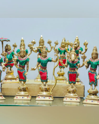 Brass Superfine Dashavatar Idols with stonework 10" - Budhshiv.com