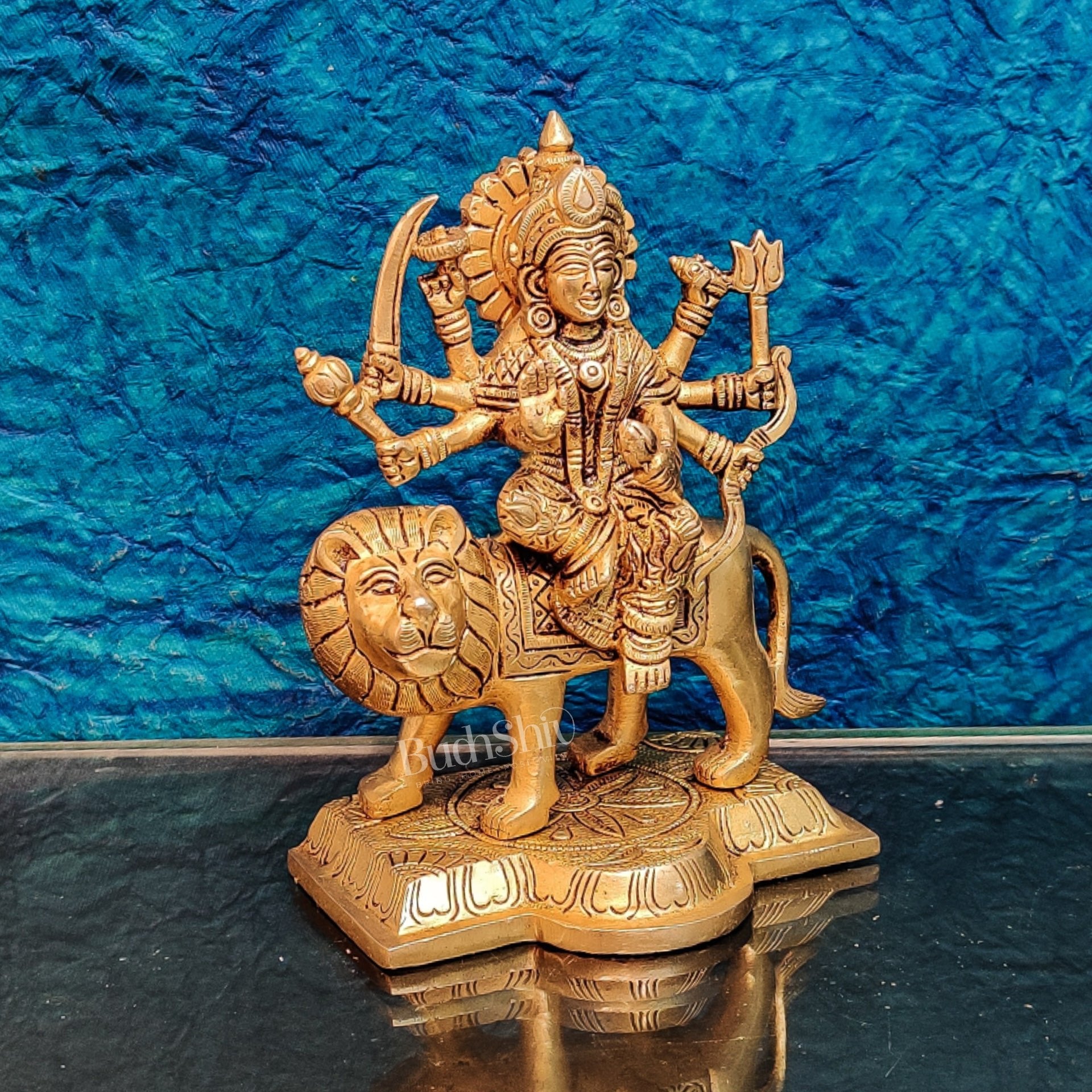Brass Superfine Durga ma idol | Brass sherawali mata murti 7 " - Budhshiv.com