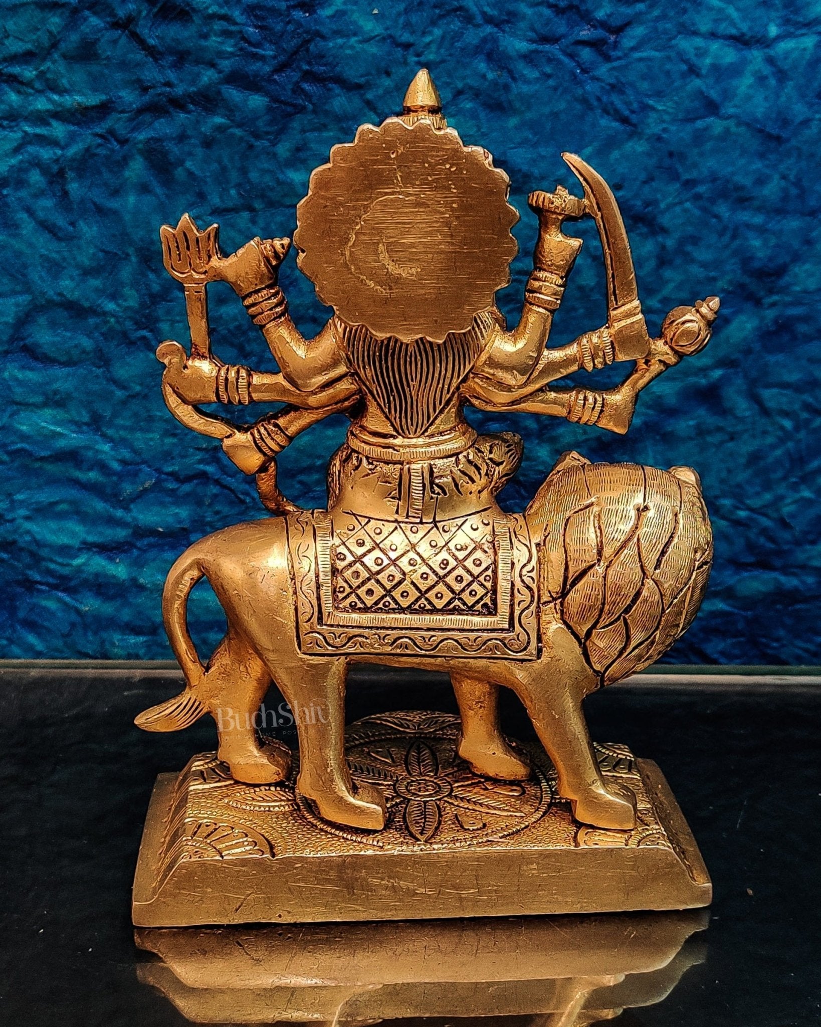 Brass Superfine Durga ma idol | Brass sherawali mata murti 7 " - Budhshiv.com