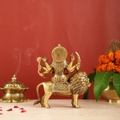 Brass Superfine Durga ma statue 8.5" - Budhshiv.com