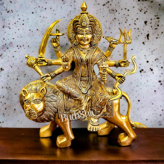 Brass Superfine Durga Statue 14" - Budhshiv.com