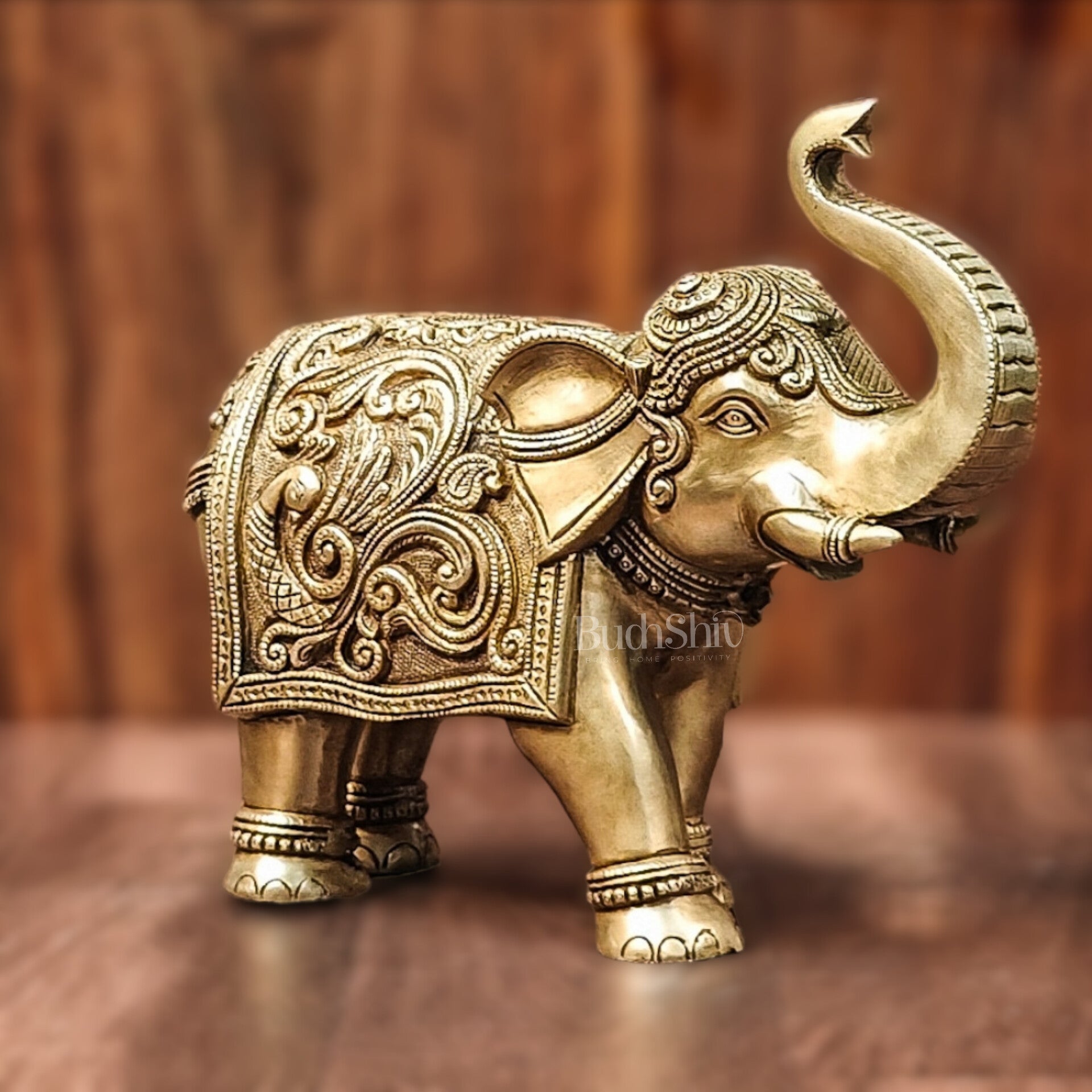 Brass Superfine Elephant with trunk up statue 12