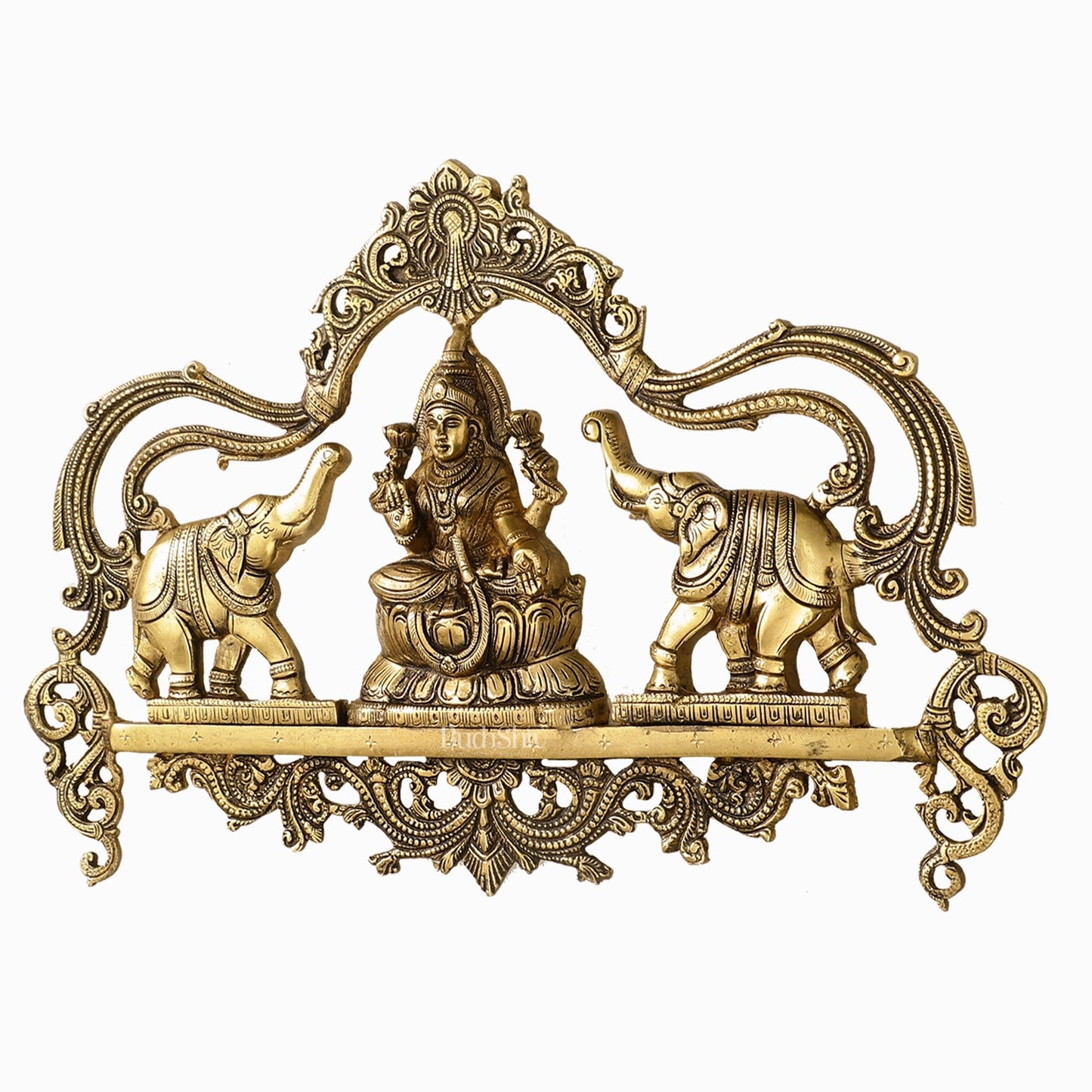 Brass Superfine Gajalakshmi Wall Hanging - 11.5 x18 inch - Budhshiv.com