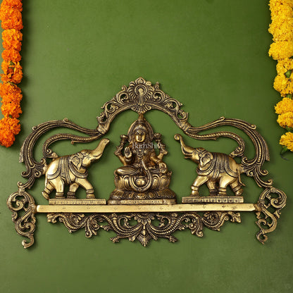 Brass Superfine Gajalakshmi Wall Hanging - 11.5 x18 inch - Budhshiv.com