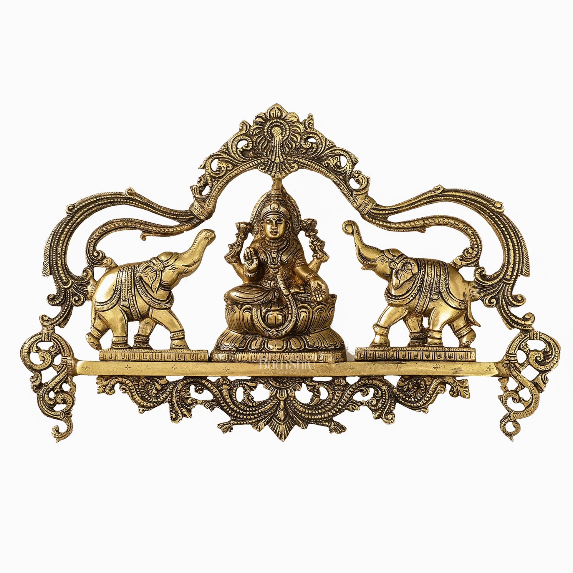 Brass Superfine Gajalakshmi Wall Hanging - 11.5 x18 inch - Budhshiv.com