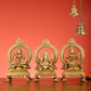 Brass Superfine Ganesh, Lakshmi, and Saraswati Idol Set 15 - Budhshiv.com