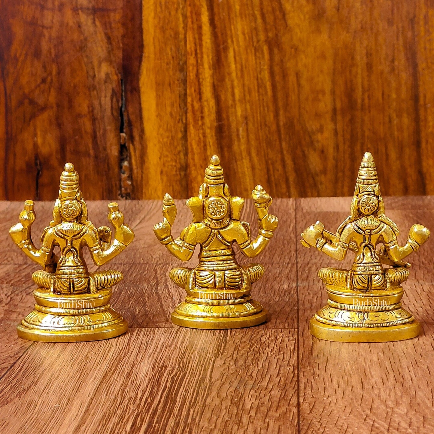 Brass Superfine Ganesh, Lakshmi, Saraswati Idols 3 inch - Budhshiv.com