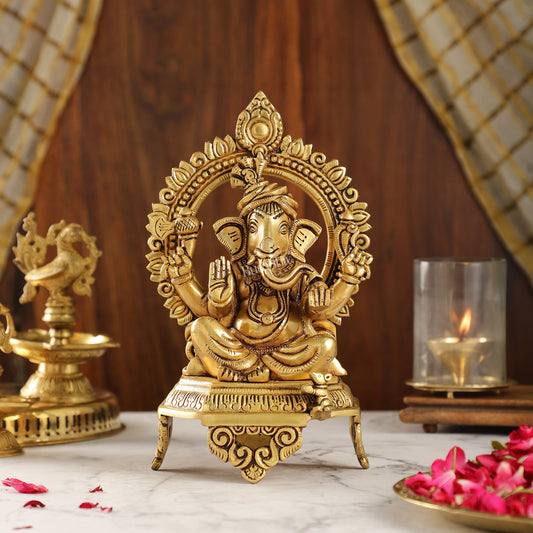 Brass Superfine Ganesha idol 10.5 " - Budhshiv.com