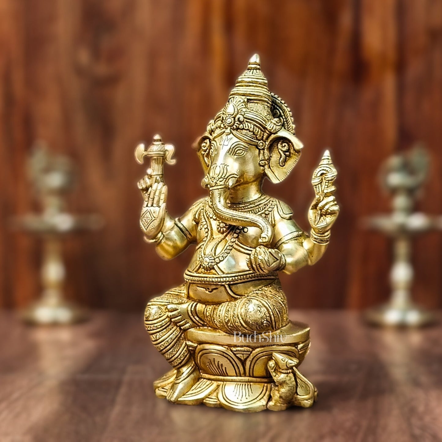 Brass Superfine Ganesha Idol - 12" Height - Budhshiv.com