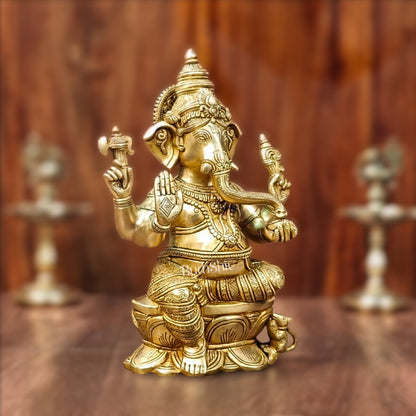 Brass Superfine Ganesha Idol - 12" Height - Budhshiv.com