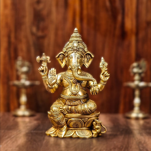 Brass Superfine Ganesha Idol - 12" Height - Budhshiv.com