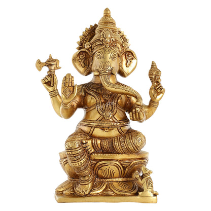 Brass Superfine Ganesha Idol - 12" Height - Budhshiv.com