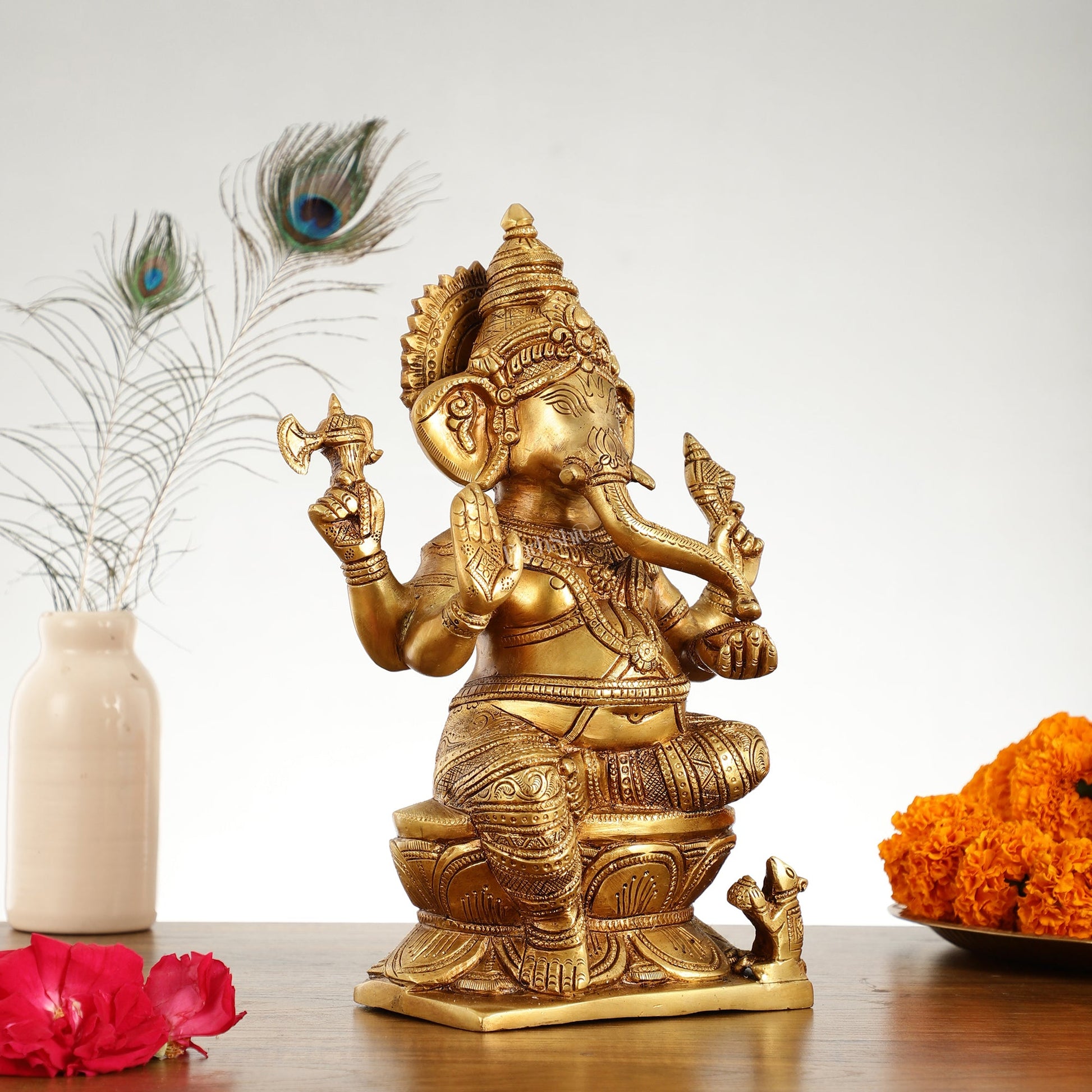 Brass Superfine Ganesha Idol - 12" Height - Budhshiv.com