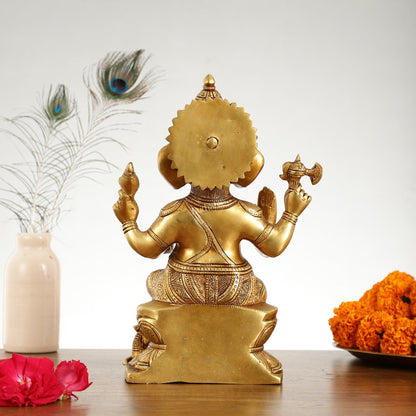 Brass Superfine Ganesha Idol - 12" Height - Budhshiv.com