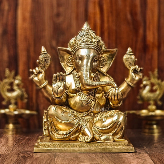 Brass Superfine Ganesha Idol 15" - Budhshiv.com