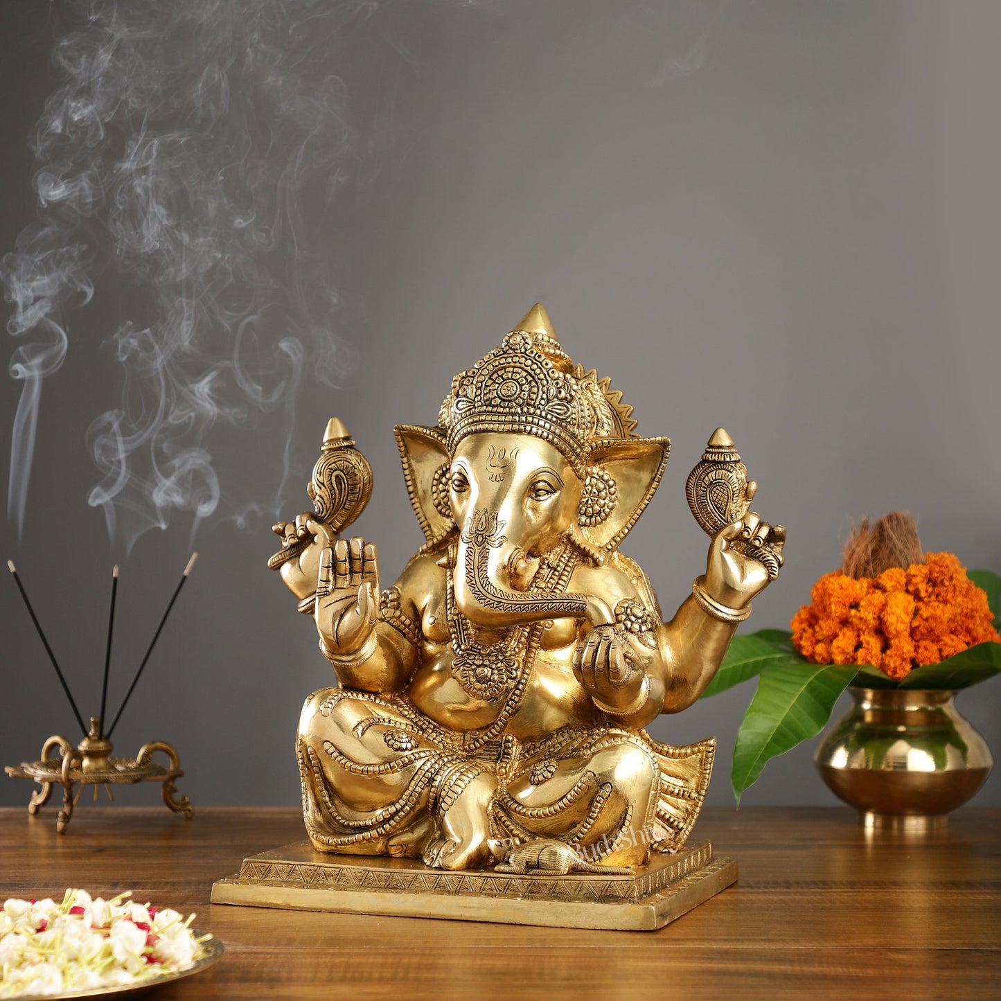 Brass Superfine Ganesha Idol 15" - Budhshiv.com