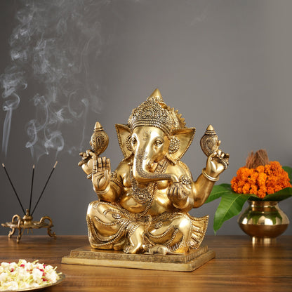 Brass Superfine Ganesha Idol 15" - Budhshiv.com