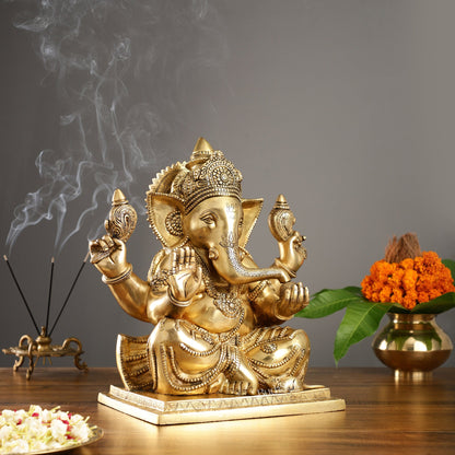 Brass Superfine Ganesha Idol 15" - Budhshiv.com