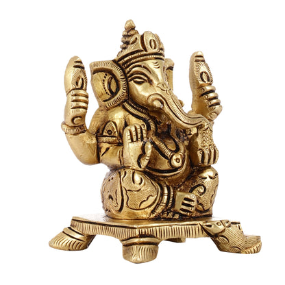 Brass Superfine Ganesha Idol | Height 3.5 inch - Budhshiv.com