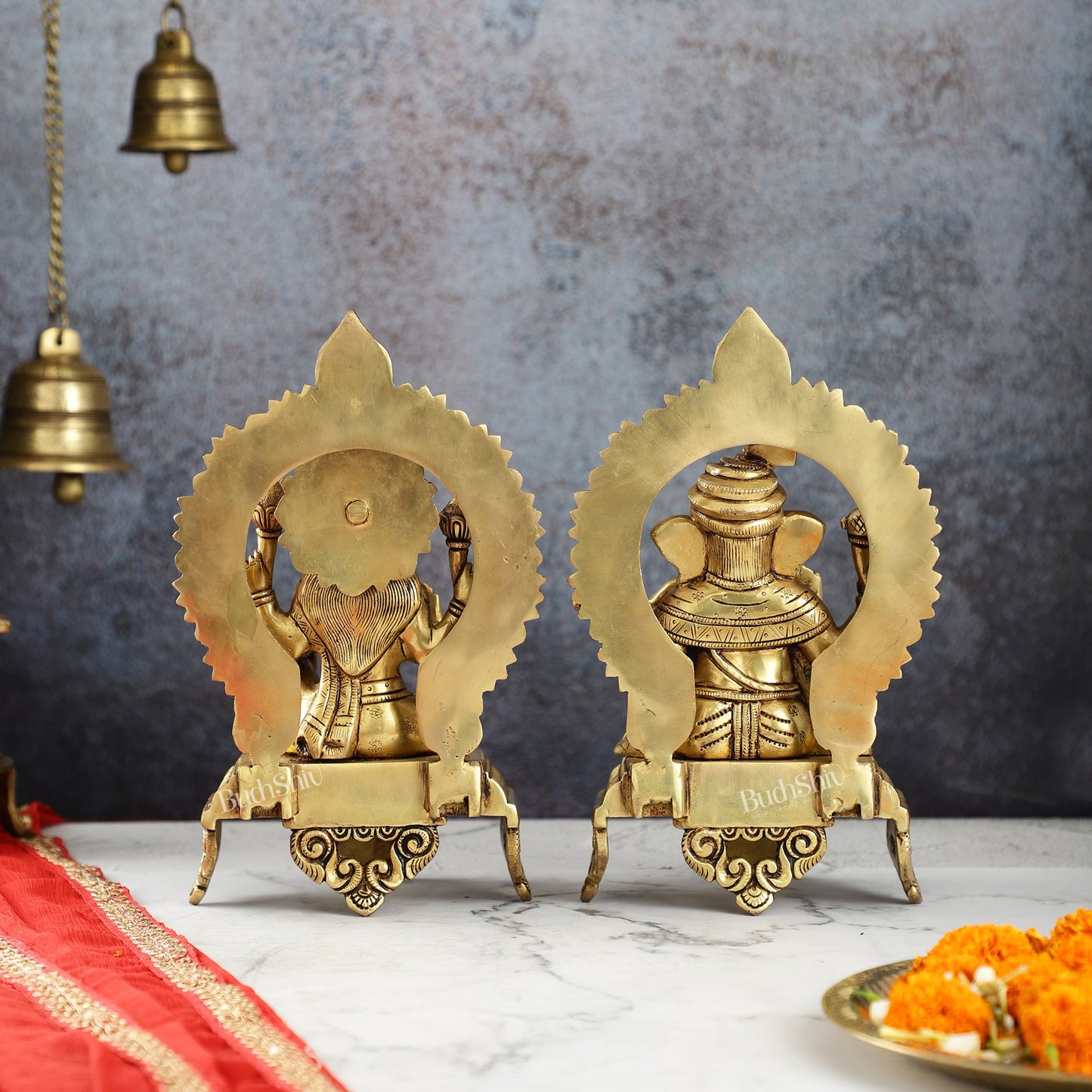 Brass Superfine Ganesha Lakshmi 10.5 " - Budhshiv.com