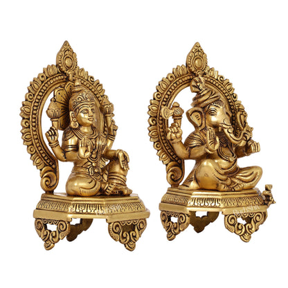 Brass Superfine Ganesha Lakshmi 10.5 " - Budhshiv.com