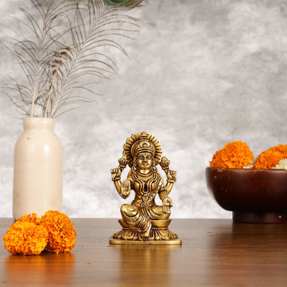 Brass Superfine Ganesha Lakshmi Saraswati Idols Set - 5 Inch - Budhshiv.com