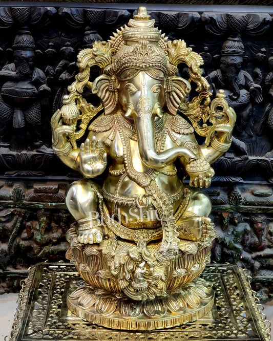 Brass Superfine Ganesha Statue 24" - Budhshiv.com