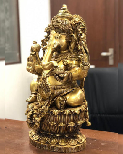 Brass Superfine Ganesha Statue 24" - Budhshiv.com