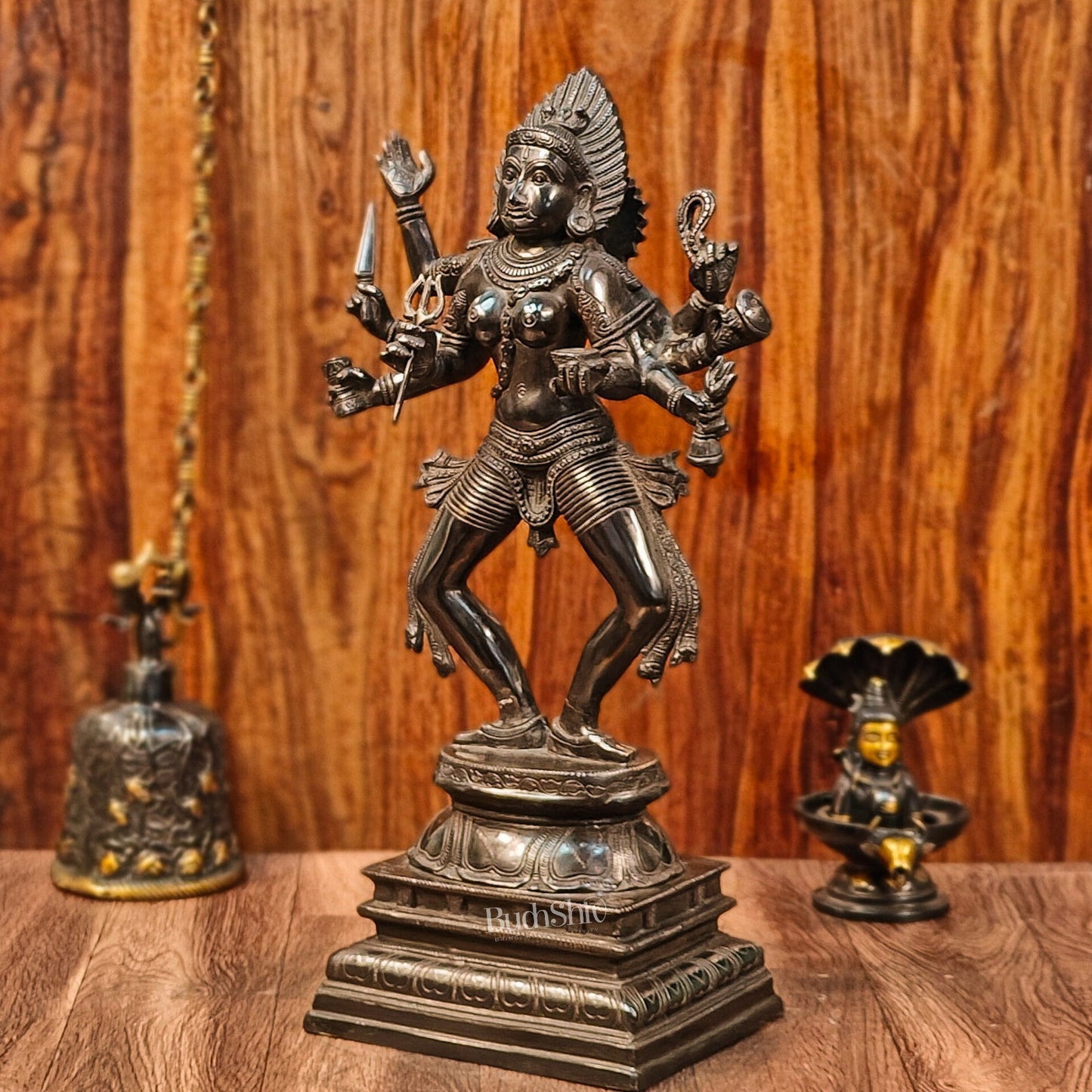 Brass Superfine Goddess Kali as Bhairavi 24" - Budhshiv.com