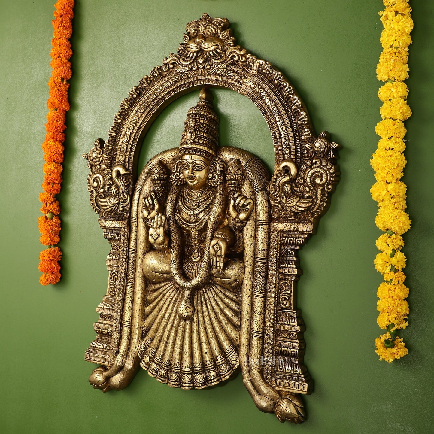 Brass Superfine Goddess Padmavathi Thayar Large Wall Hanging Idol - 26 inch - Budhshiv.com