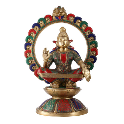 Brass Superfine Handcrafted Ayappan Swamy Statue with stonework 30" - Budhshiv.com