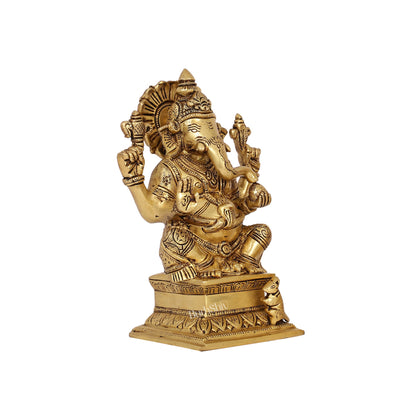 Brass Superfine Handcrafted Ganesha idol 7.5" - Budhshiv.com