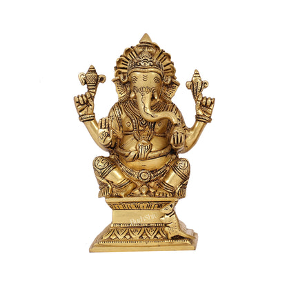 Brass Superfine Handcrafted Ganesha idol 7.5" - Budhshiv.com