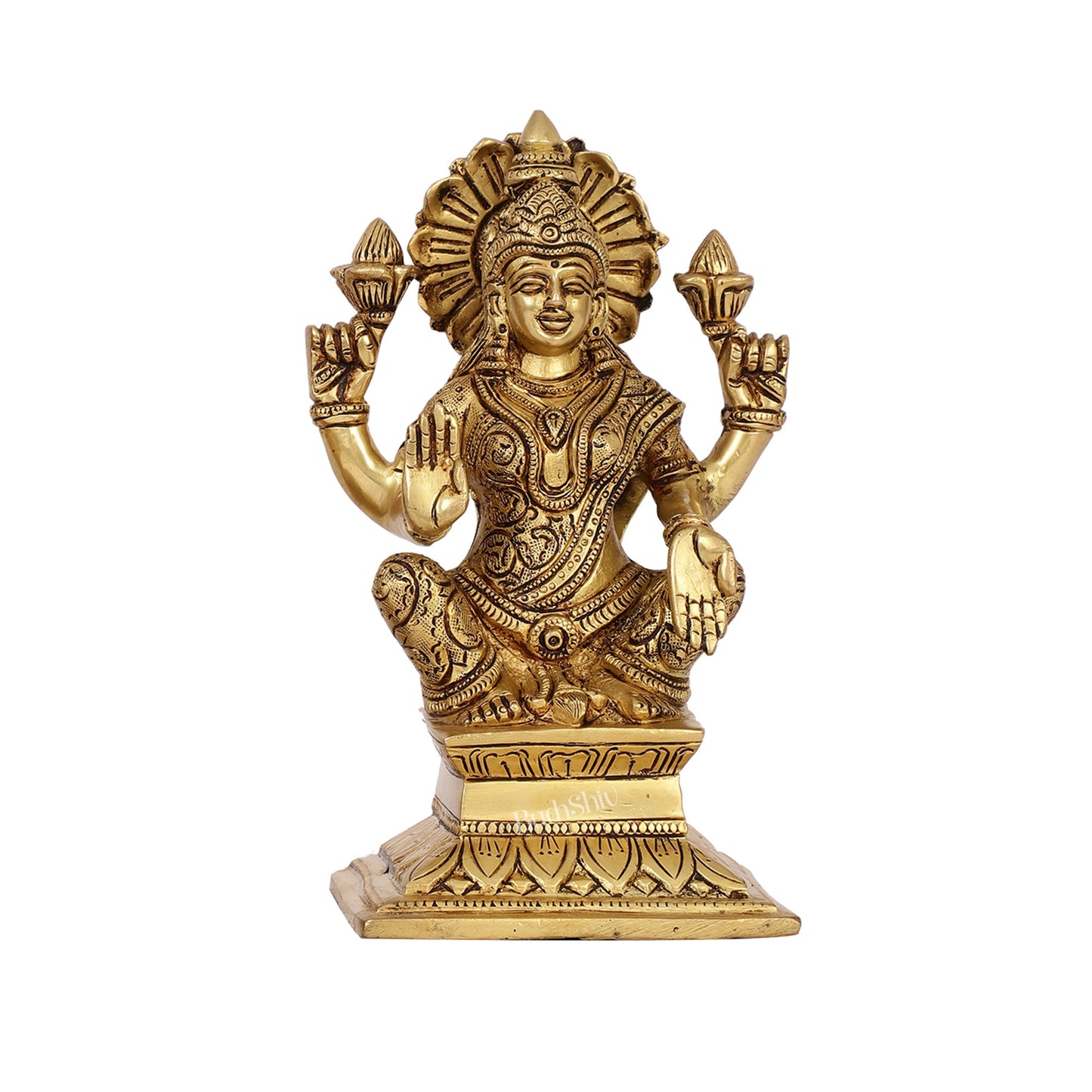 Brass Superfine Handcrafted lakshmi idol 7.5" - Budhshiv.com