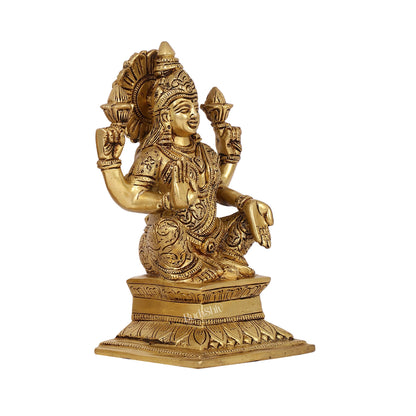 Brass Superfine Handcrafted lakshmi idol 7.5" - Budhshiv.com