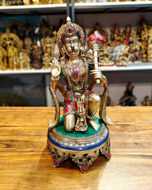 Brass Superfine Hanuman Statue | 20" Height | Blessing Pose - Budhshiv.com