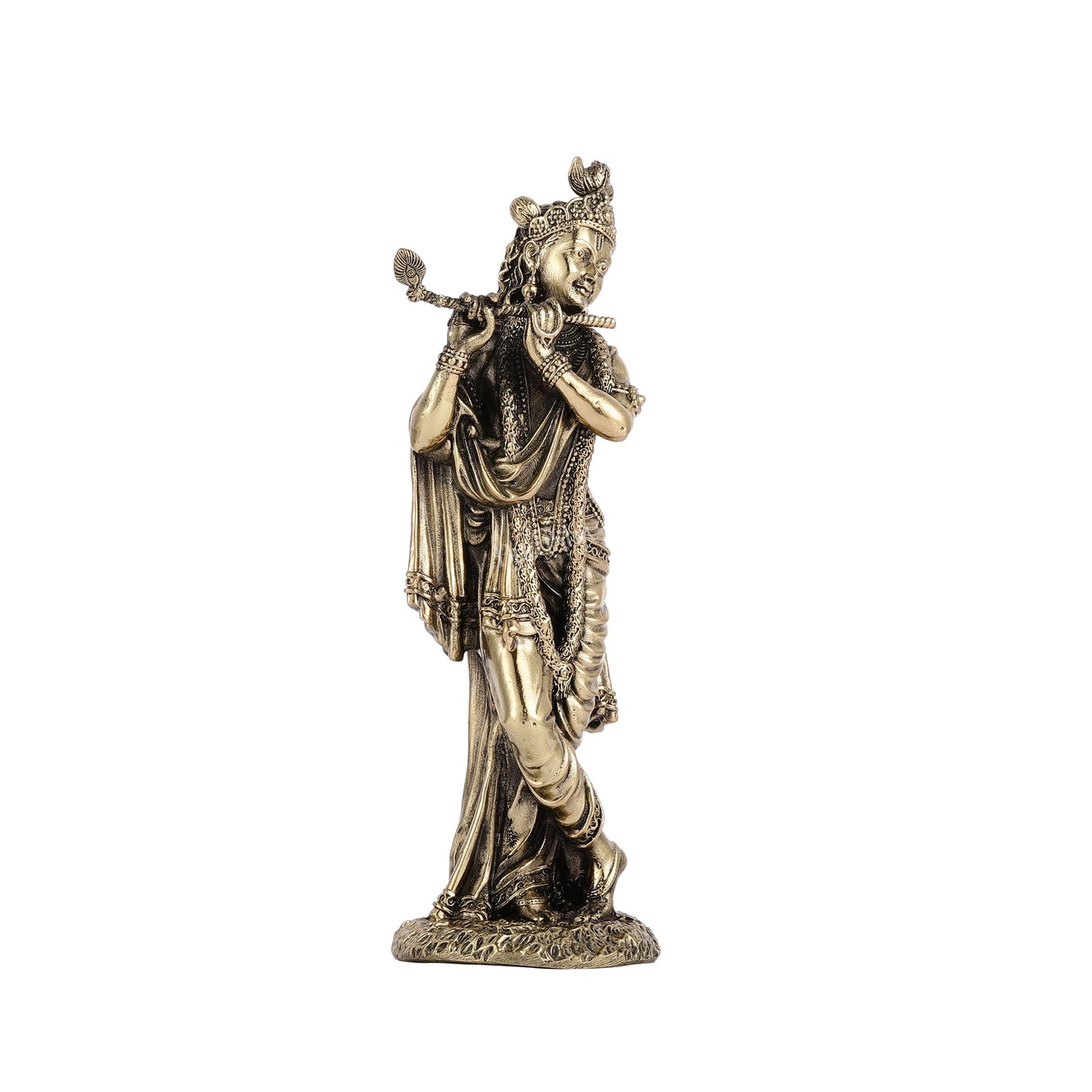 Brass Superfine Intricate Krishna Idol - 6" Height - Budhshiv.com