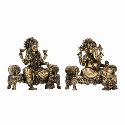 Brass Superfine Intricate Lightweight Ganesha Lakshmi Pair - 5.5" - Budhshiv.com