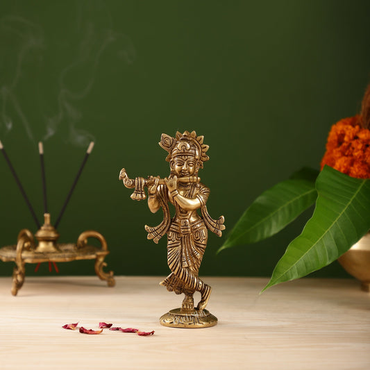 Brass Superfine Krishna Murti | Height 6.5 inch - Budhshiv.com