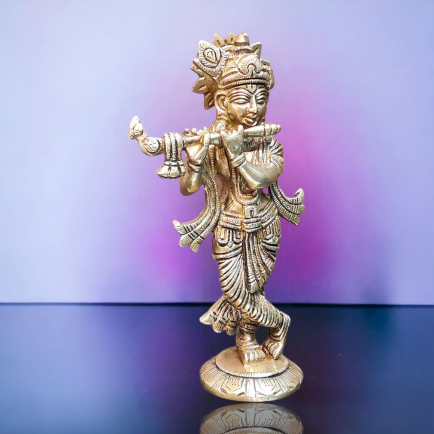 Brass Superfine Krishna Murti | Height 6.75 inches | Divine Artwork - Budhshiv.com