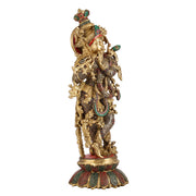 Brass Superfine Krishna Statue on lotus base 26" - Budhshiv.com