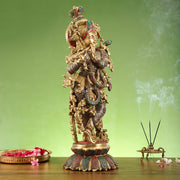 Brass Superfine Krishna Statue on lotus base 26" - Budhshiv.com