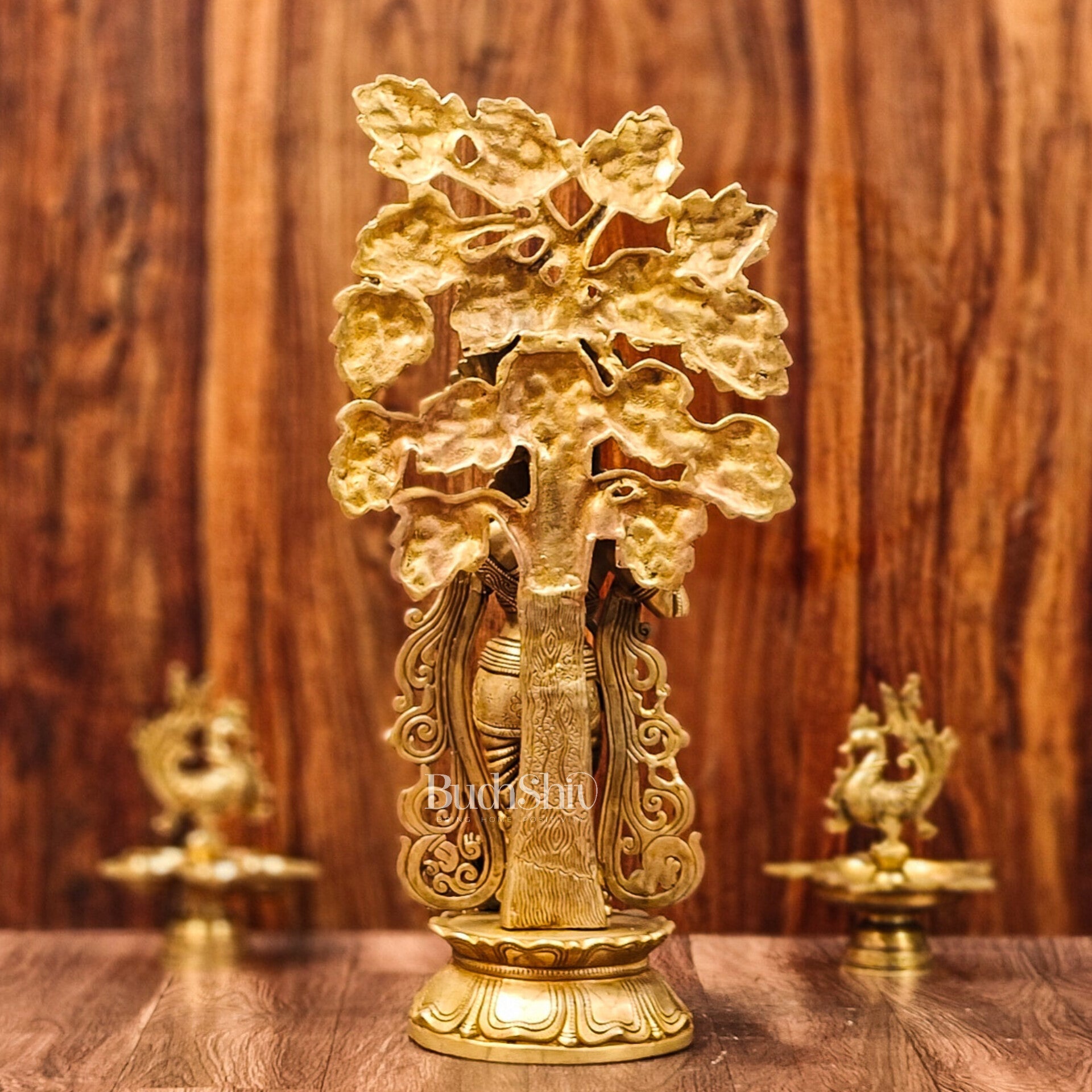 Brass Superfine Krishna with Kalpavriksha Tree - Budhshiv.com