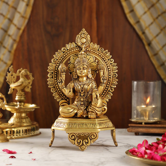 Brass Superfine Lakshmi idol 10.5 " - Budhshiv.com