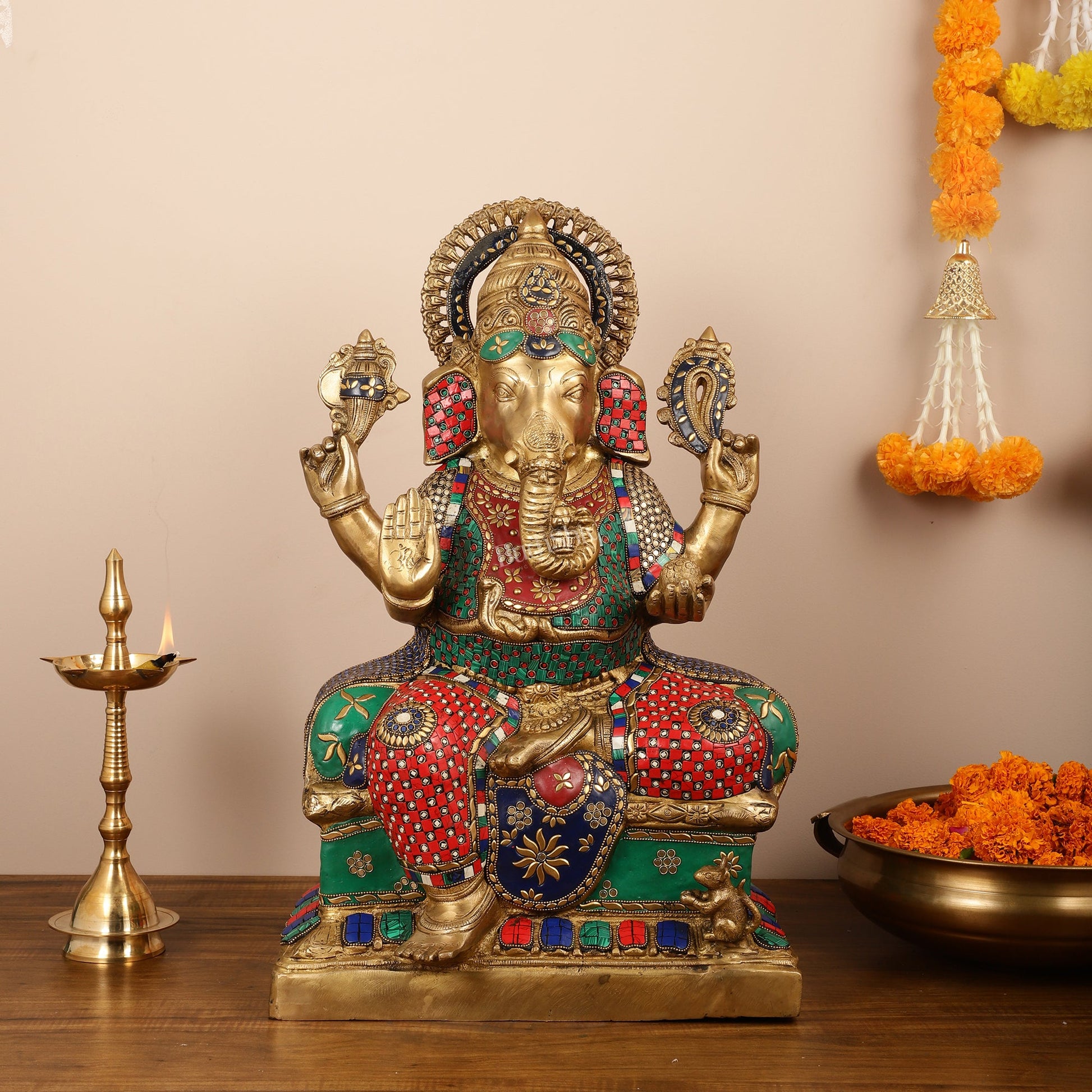 Brass Superfine large 24 inch Ganesha idol - Budhshiv.com
