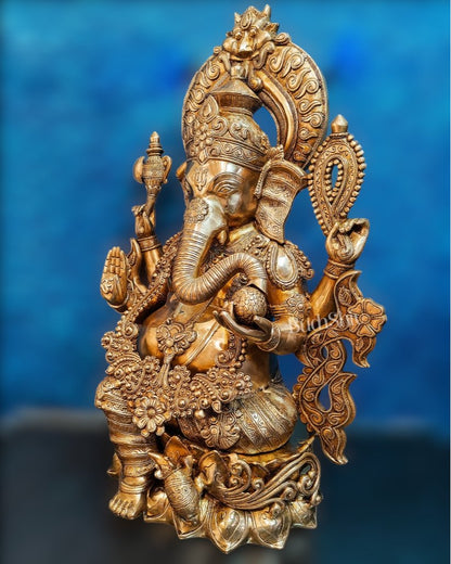 Brass Superfine Large Ganesha Statue 29 inch - Budhshiv.com