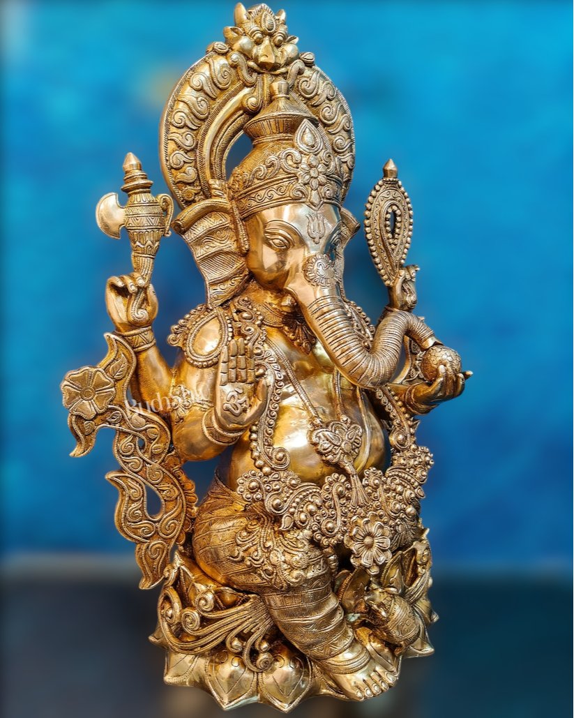 Brass Superfine Large Ganesha Statue 29 inch - Budhshiv.com