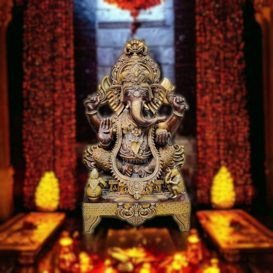 Brass Superfine large Ganesha Statue 35" - Budhshiv.com