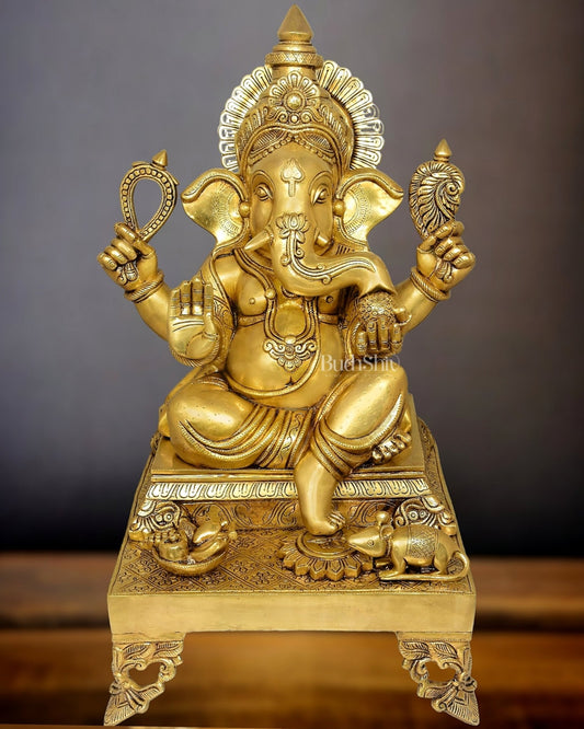 Brass Superfine Large Lord Ganesha Statue - 26" - Budhshiv.com